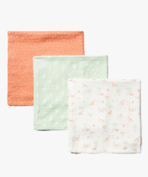 Lange à motifs en gaze de coton bébé (lot de 3) vue1 - GEMO(BB COUCHE) - GEMO