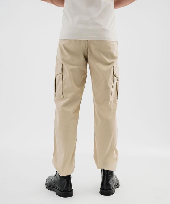 Pantalon cargo regular en coton stretch homme vue3 - GEMO (HOMME) - GEMO