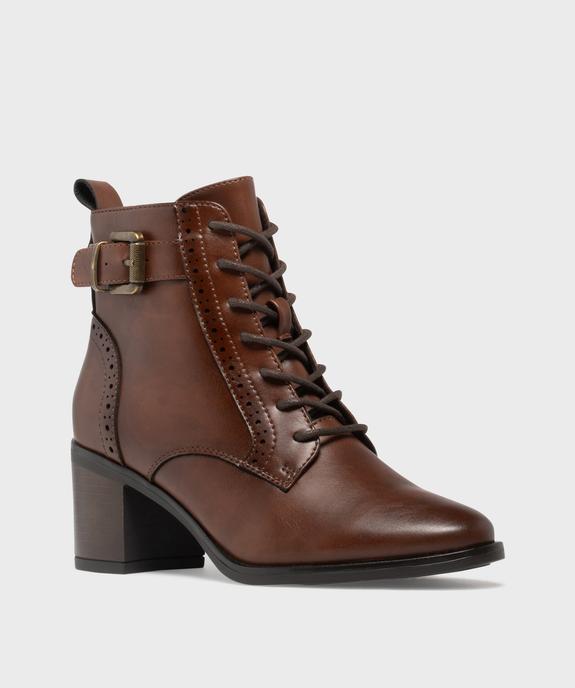 Bottines à talon avec semelle intérieure cuir, lacets ronds et zip femme vue2 - VALENTINA BALDANO GEMO FORGOOD - GEMO