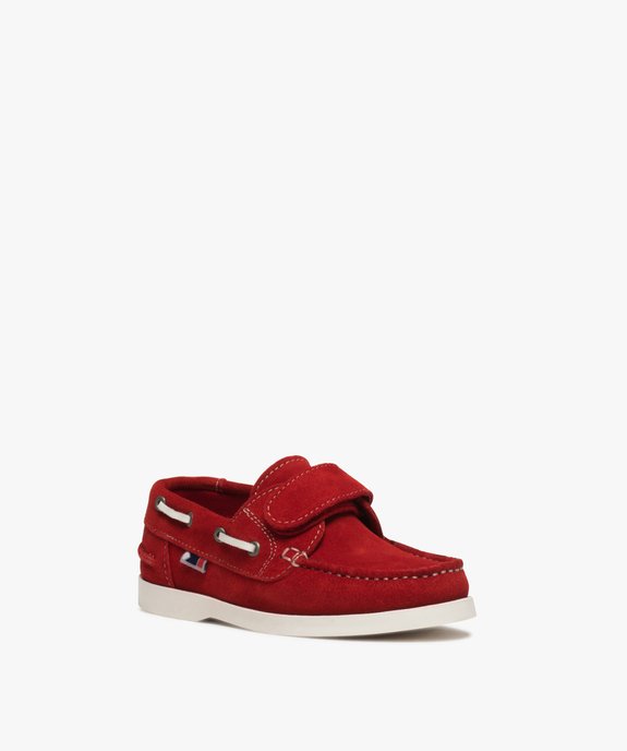 Chaussures bateau garçon dessus cuir à scratch vue2 - GEMO (ENFANT) - GEMO