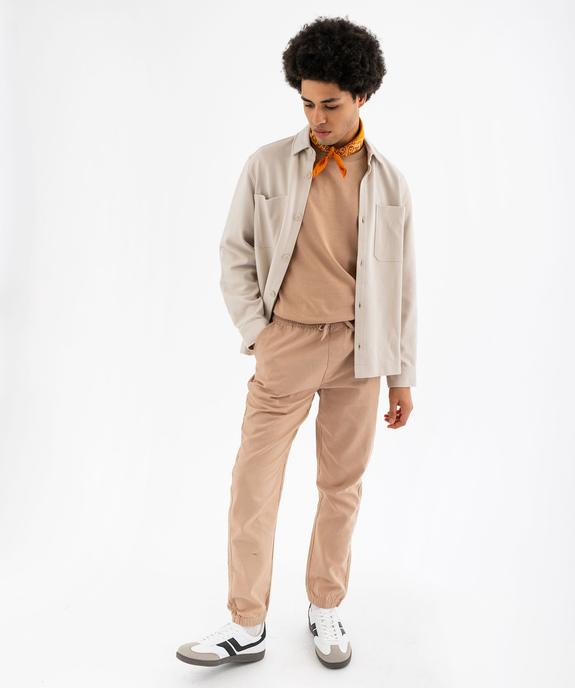Pantalon en coton et lin à coupe jogger homme vue1 - GEMO (HOMME) - GEMO