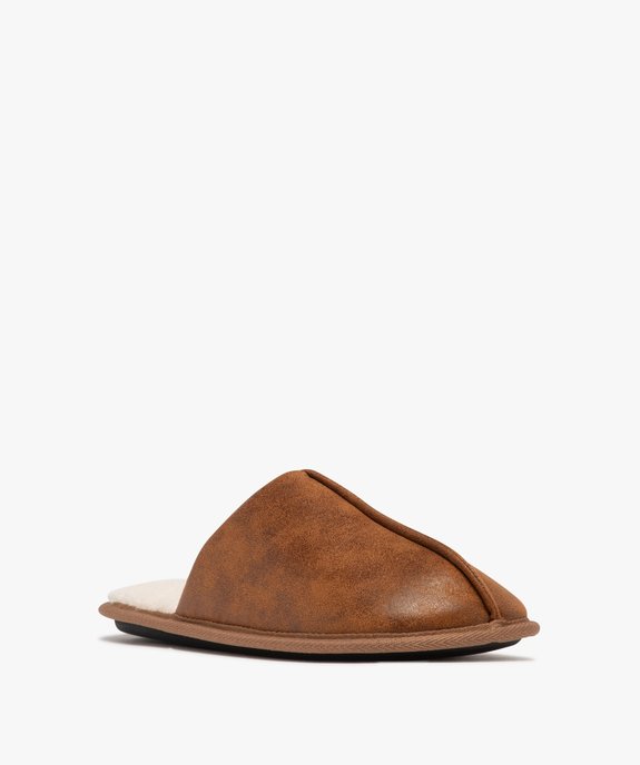 Chaussons mules doublés sherpa homme vue2 - GEMO 4G HOMME - GEMO
