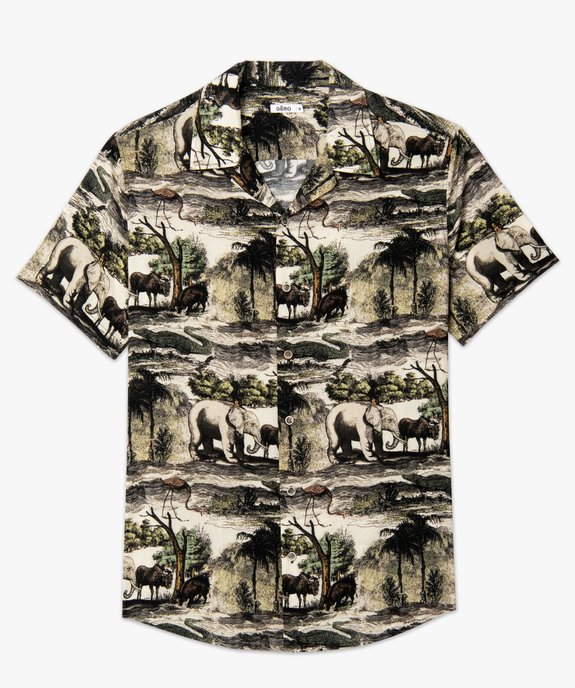 Chemise homme à manches courtes motif animaux de la savane vue4 - GEMO (HOMME) - GEMO