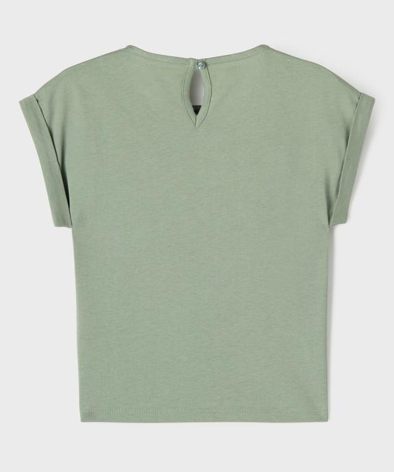 Tee-shirt manches courtes avec détails brodés fille vue3 - GEMO 4G FILLE - GEMO
