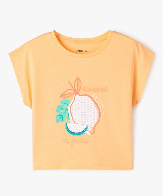 Tee-shirt à manches courtes coupe courte fille vue1 - GEMO (ENFANT) - GEMO