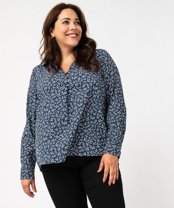 Chemise manches longues imprimée en maille gaufrée femme grande taille vue1 - GEMO (G TAILLE) - GEMO