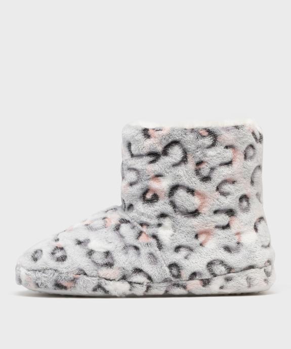Chaussons boots en velours fourrés à pompons femme  vue3 - GEMO 4G FEMME - GEMO