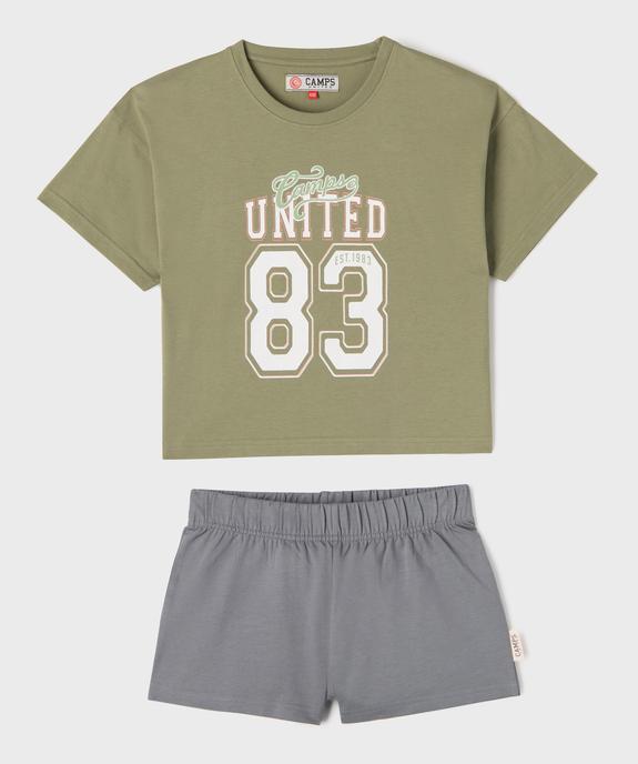 Pyjashort bicolore avec inscription XXL fille - Camps United vue1 - CAMPS US - GEMO