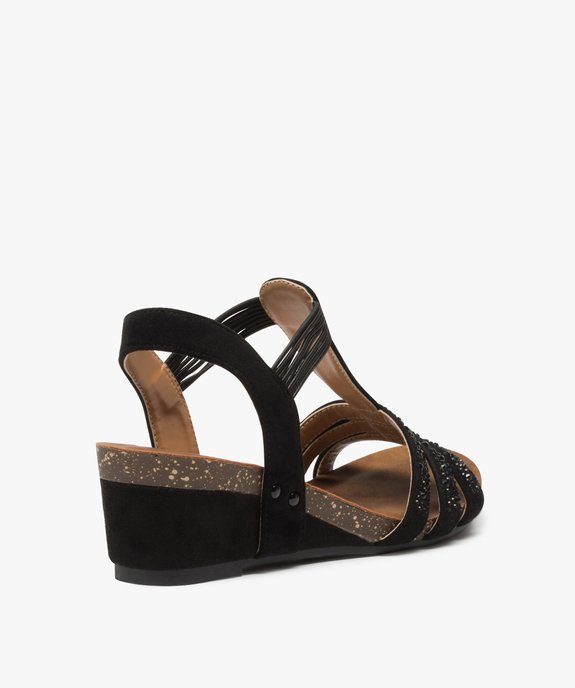 Sandales femme compensées à brides strass élastiquées vue4 - VALENTINA BALDA - GEMO