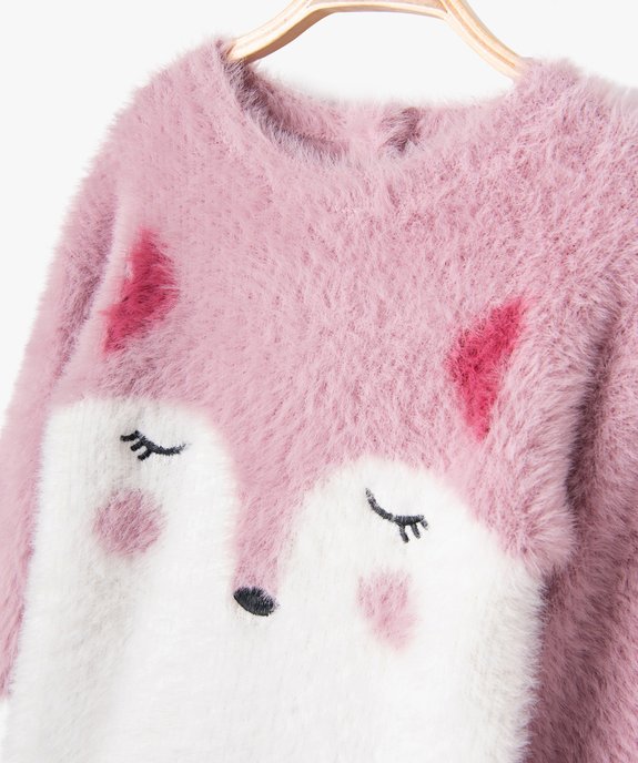 Robe pull en maille duveteuse à motif bébé fille vue2 - GEMO(BEBE DEBT) - GEMO