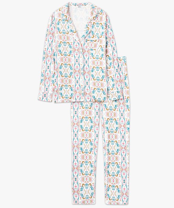 Pyjama deux pièces en viscose femme : chemise et pantalon vue4 - GEMO 4G FEMME - GEMO