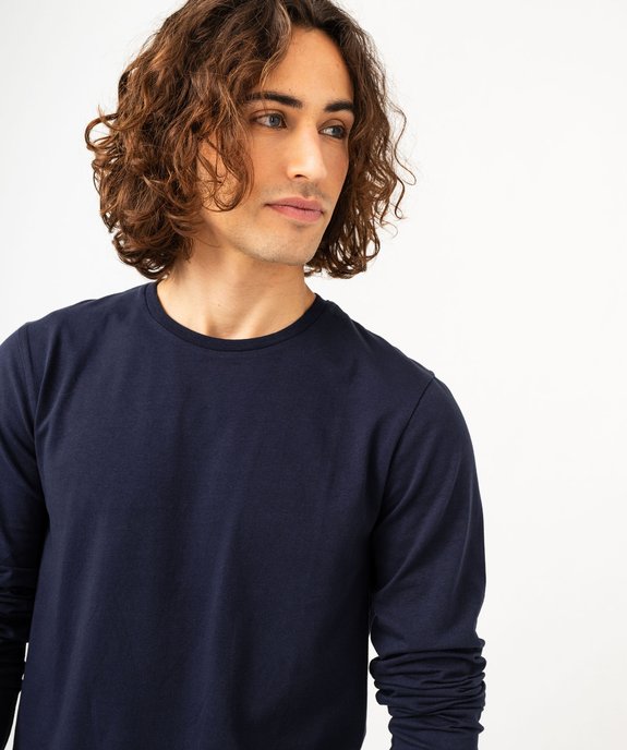 Tee-shirt à manches longues et col rond homme vue4 - GEMO 4G HOMME - GEMO