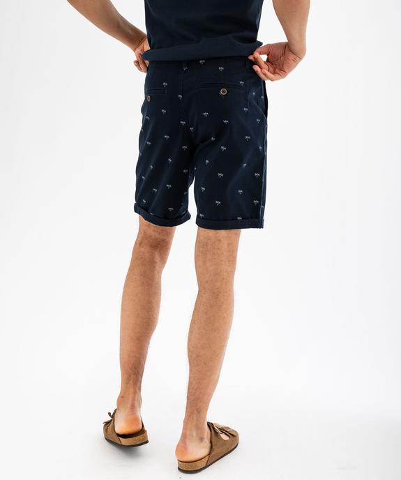 Bermuda coupe chino en toile de coton stretch imprimée homme vue3 - GEMO 4G HOMME - GEMO