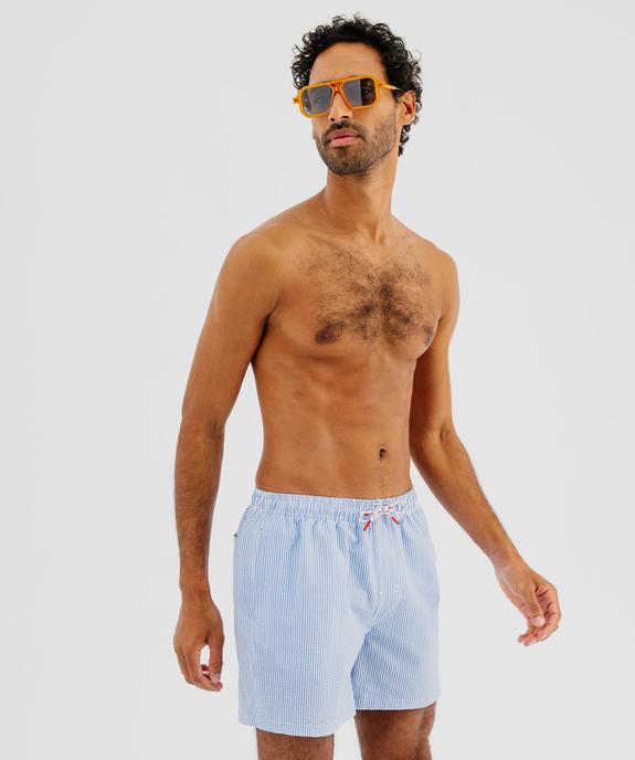 Short de bain rayé et gaufré homme vue2 - GEMO (PLAGE) - GEMO