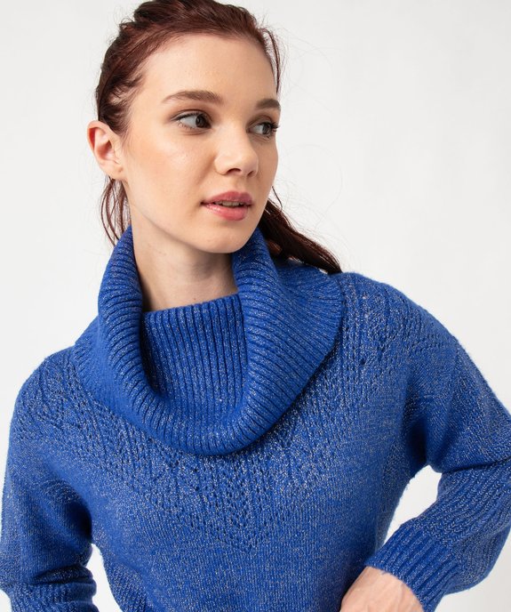 Robe pull pailletée avec grand col roulé femme vue2 - GEMO(FEMME PAP) - GEMO