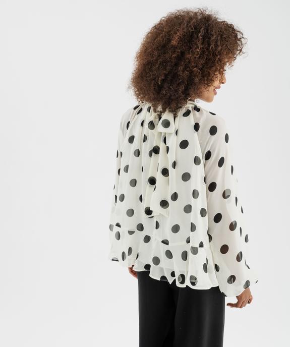 Blouse à pois en voile avec lien dans le dos femme vue4 - GEMO(FEMME PAP) - GEMO
