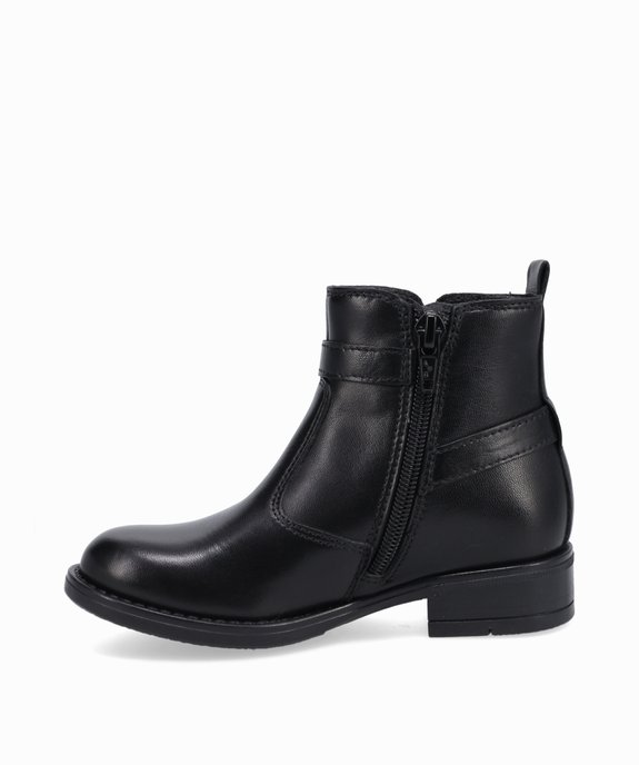 Boots fille unies style cavalière dessus cuir - Tanéo vue3 - TANEO - GEMO