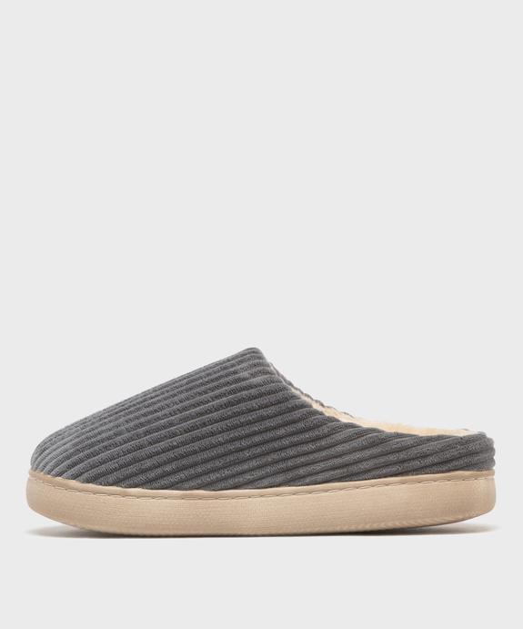 Chaussons mules en velours côtelé à doublure fourrée homme vue3 - GEMO(HOMWR HOM) - GEMO
