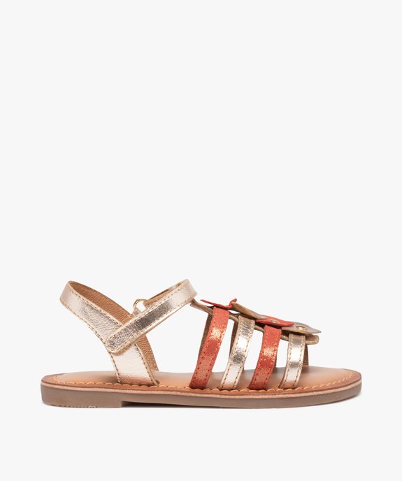 Sandales fille à brides en cuir métallisé ornées de cœurs vue1 - GEMO (ENFANT) - GEMO