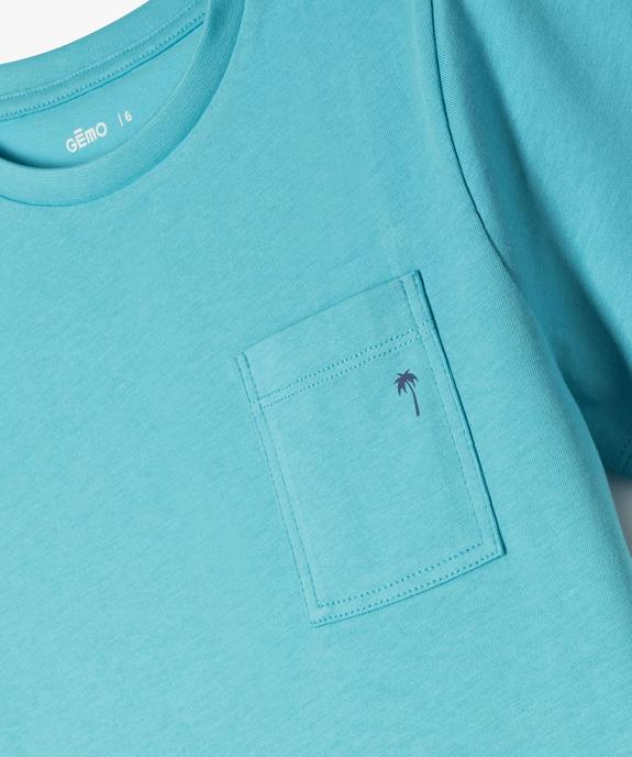 Tee-shirt uni avec poche garçon vue3 - GEMO (ENFANT) - GEMO