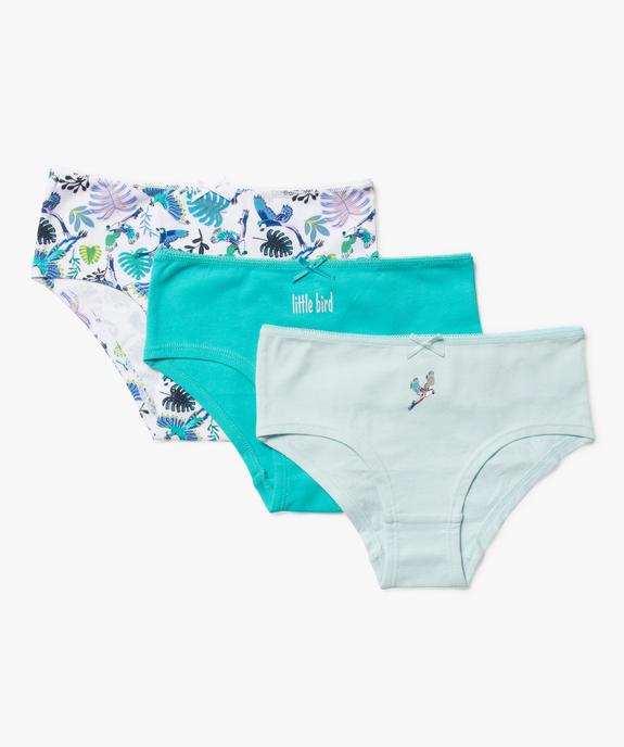 Shorties en coton stretch motifs oiseaux fille (lot de 3) vue1 - GEMO 4G FILLE - GEMO