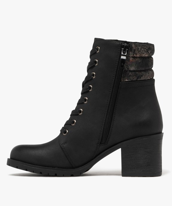 Boots femme à talon avec col matelassé et pailleté à motifs vue3 - GEMO(URBAIN) - GEMO