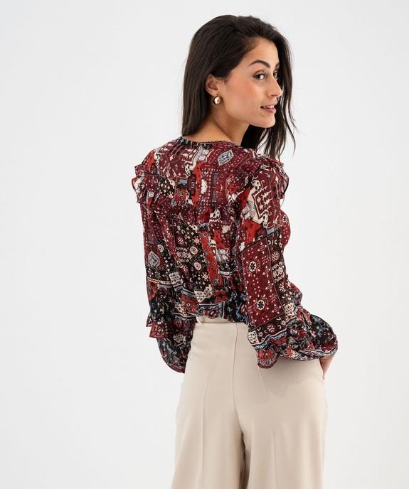Blouse en voile imprimée à volants femme vue3 - GEMO(FEMME PAP) - GEMO
