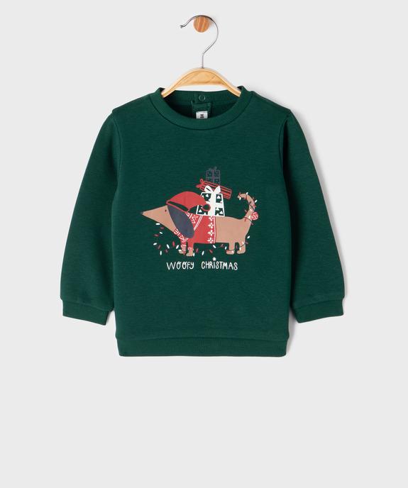 Sweat à motif chien spécial Noël bébé vue1 - GEMO 4G BEBE - GEMO