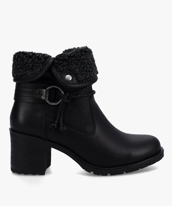 Boots femme à talon carré et col sherpa vue1 - GEMO(URBAIN) - GEMO
