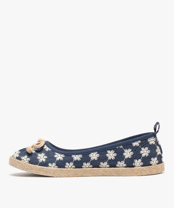 Ballerines en toile imprimée à semelle de corde femme vue4 - FOLLOW ME - GEMO