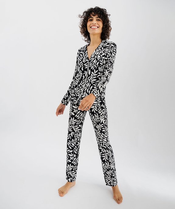 Pyjama deux pièces en viscose femme : chemise et pantalon vue10 - GEMO 4G FEMME - GEMO