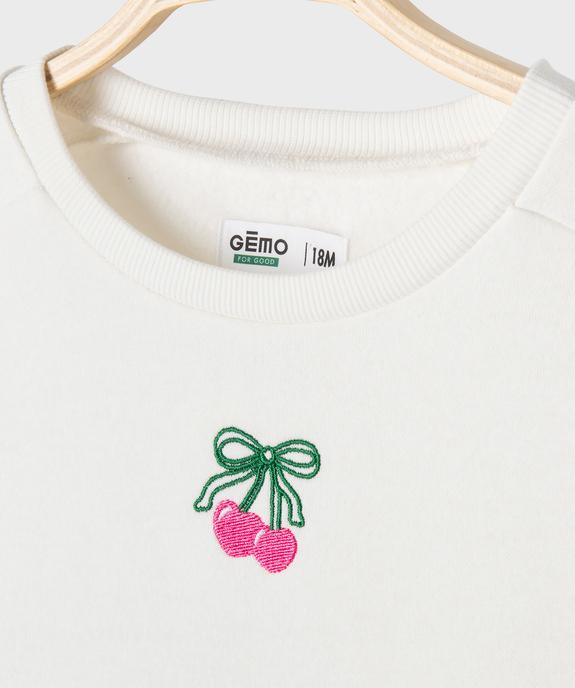 Sweat avec manches froncées et motif brodé bébé fille vue3 - GEMO 4G BEBE - GEMO