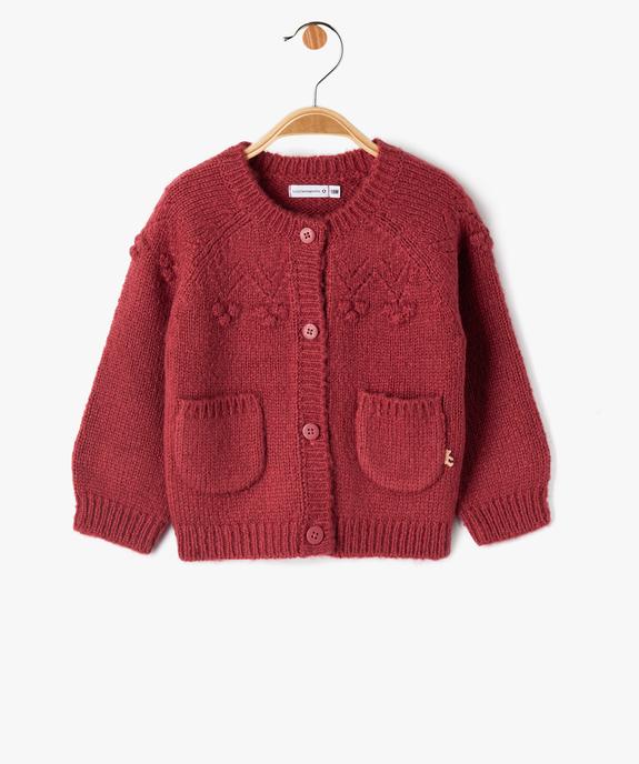 Gilet en maille avec poches bébé fille - LuluCastagnette vue1 - LULUCASTAGNETTE - GEMO