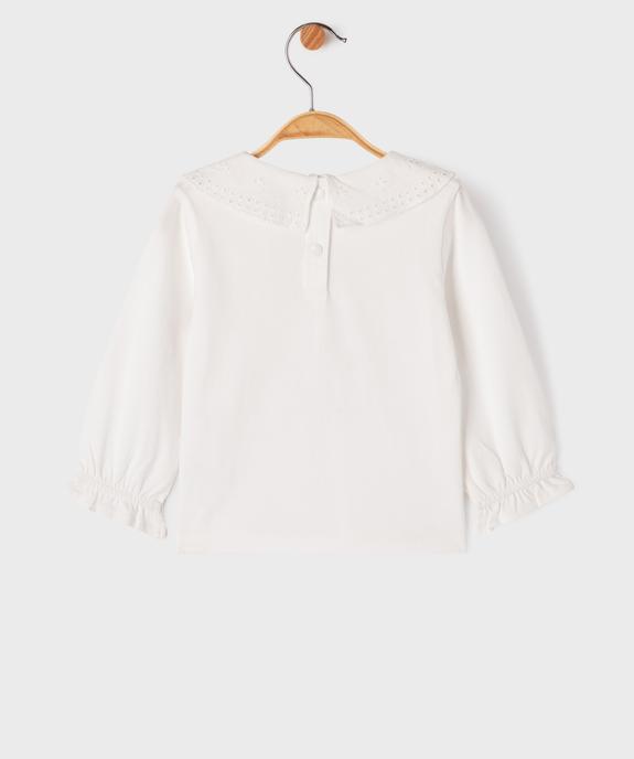 Tee-shirt manches longues à col Claudine en dentelle bébé fille - LuluCastagnette vue4 - LULU CASTAGNETTE GEMO FOR GOOD - GEMO