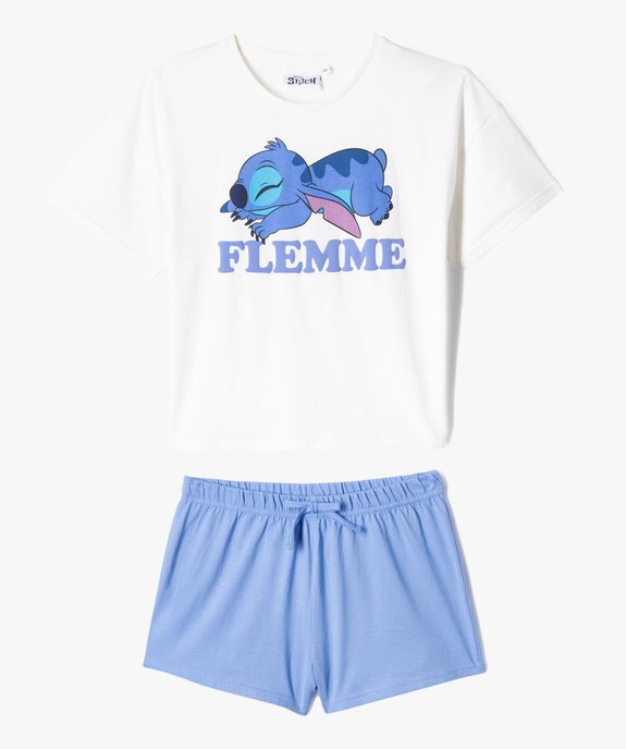 Pyjashort bicolore avec motif Stitch fille - Disney vue1 - LILO & STITCH - GEMO