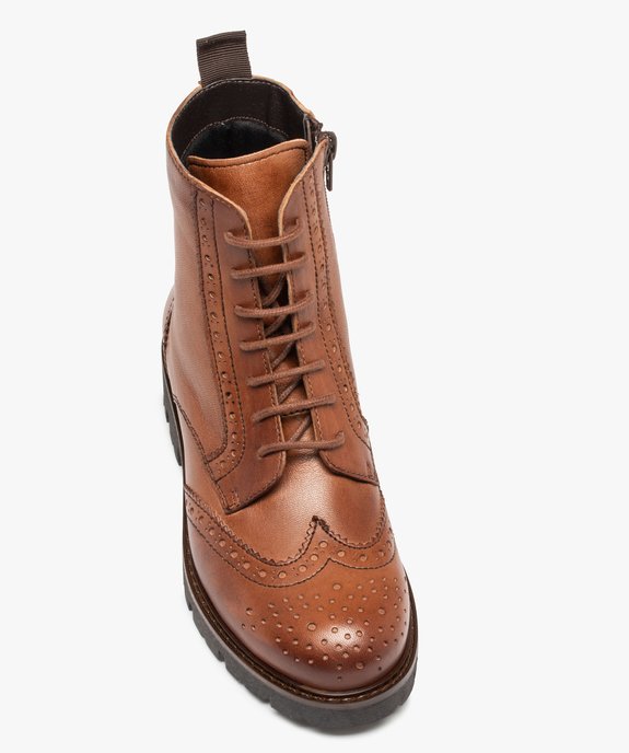 Boots fille crantées dessus cuir à bout golf - Tanéo vue6 - TANEO - GEMO
