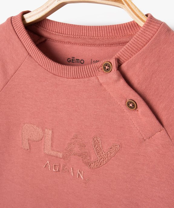 Tee-shirt manches longues en coton épais brodé bébé garçon vue2 - GEMO(BEBE DEBT) - GEMO