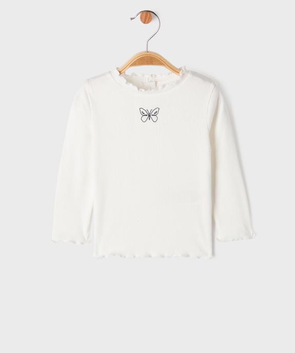 Tee-shirt manches longues à motif brodé et finitions froncées bébé fille vue2 - GEMO 4G BEBE - GEMO
