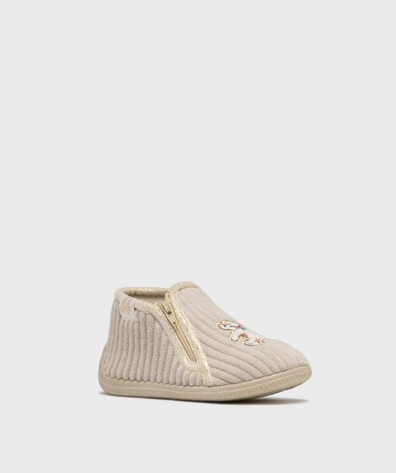 Chaussons montants zippés en velours côtelée fille - LuluCastagnette vue2 - LULU CASTAGNETT - GEMO