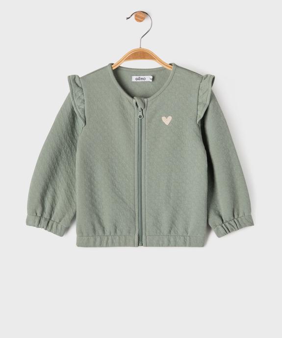 Sweat zippé avec volants sur les épaules bébé fille vue1 - GEMO(BEBE DEBT) - GEMO