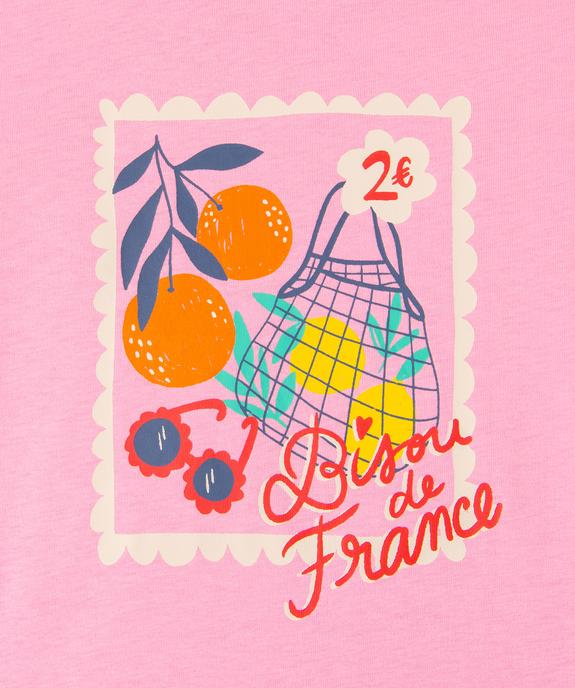 Tee-shirt manches courtes avec motif estival fille vue3 - GEMO 4G FILLE - GEMO