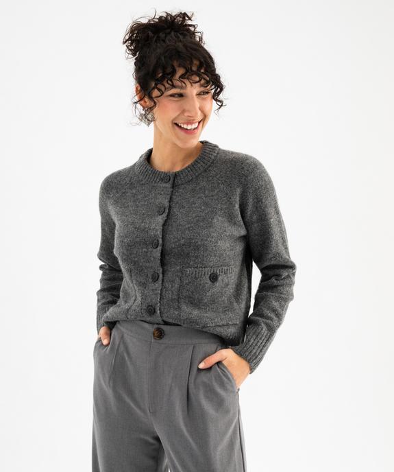 Gilet à col rond coupe courte femme vue1 - GEMO(FEMME PAP) - GEMO