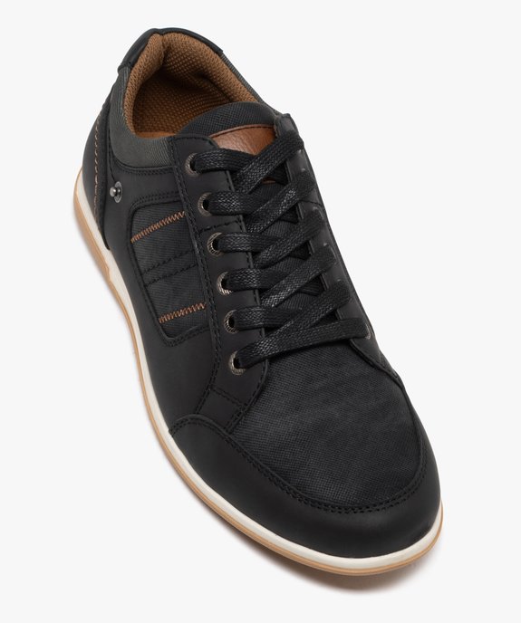 Baskets basses à lacets et jeu de matières homme vue6 - URBAN STEPS - GEMO