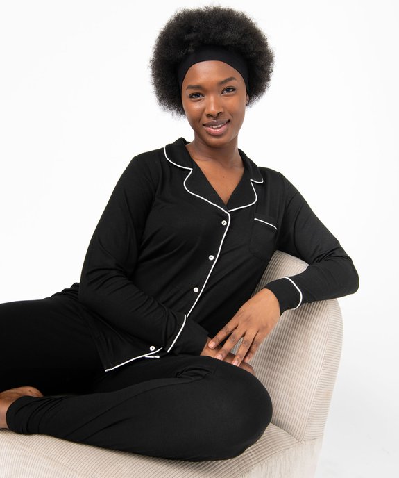 Pyjama deux pièces en viscose femme : chemise et pantalon vue4 - GEMO 4G FEMME - GEMO