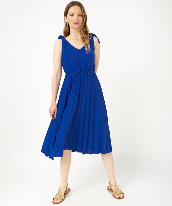 Robe à bretelles nouées avec bas plissé femme vue2 - GEMO(FEMME PAP) - GEMO