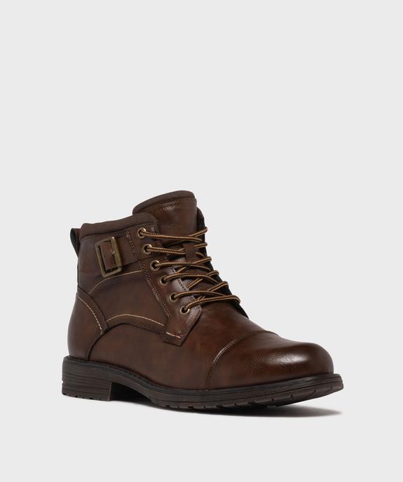 Boots mid-cut à semelle crantée, lacets et zip homme vue3 - MARIO BALDANO - GEMO