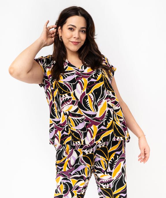 Blouse imprimée à manches courtes femme grande taille vue1 - GEMO (G TAILLE) - GEMO