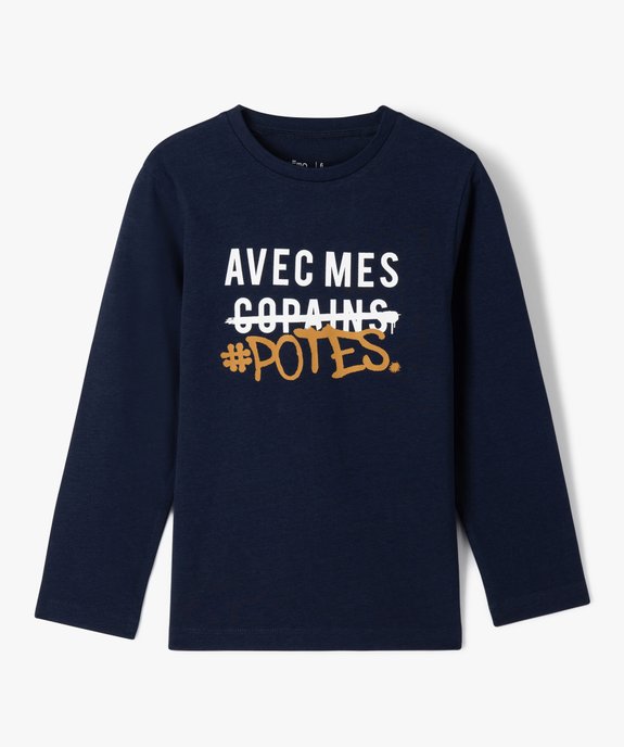 Tee-shirt à manches longues avec inscription garçon vue1 - PREMIER PRIX BY GEMO - GEMO