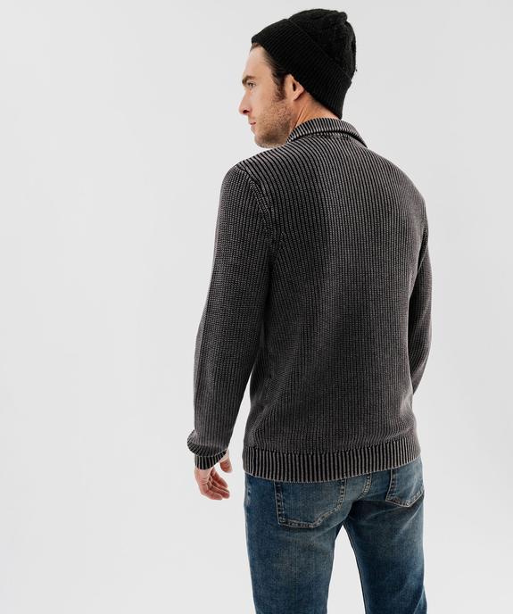 Pull en coton côtelé avec col camionneur homme vue3 - GEMO (HOMME) - GEMO