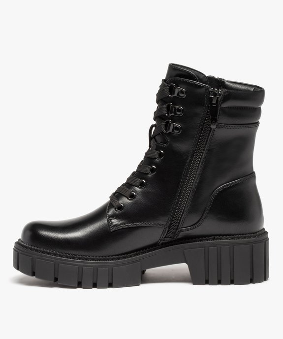 Bottines femme style rangers à lacets et semelle crantée vue4 - GEMO (CASUAL) - GEMO